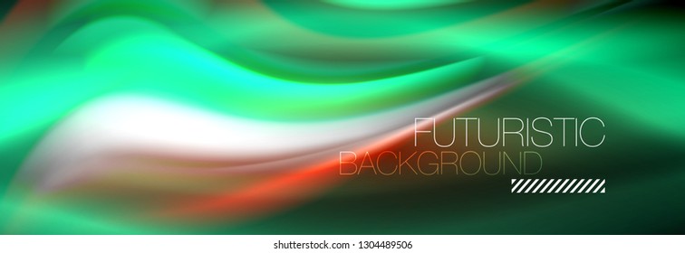 Fluid colors mixing glowing neon wave background, holographic texture, vector illustration