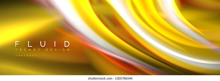 Fluid colors mixing glowing neon wave background, holographic texture, vector illustration