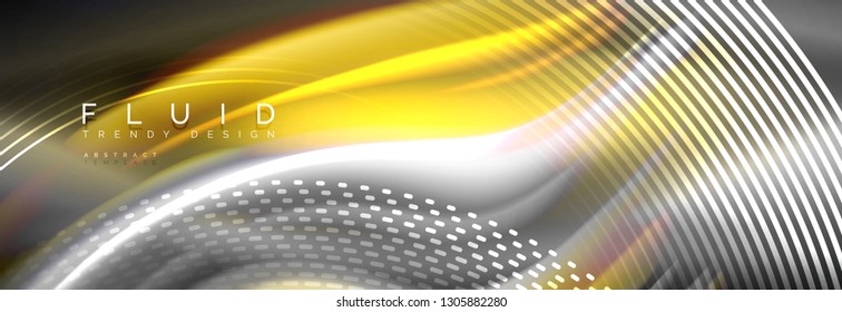 Fluid colors mixing glowing neon wave background, holographic texture, vector illustration