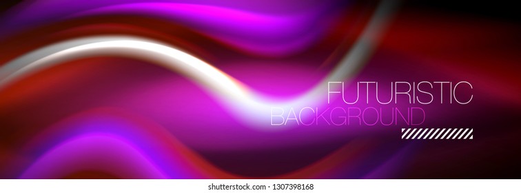 Fluid colors mixing glowing neon wave background, holographic texture, vector illustration