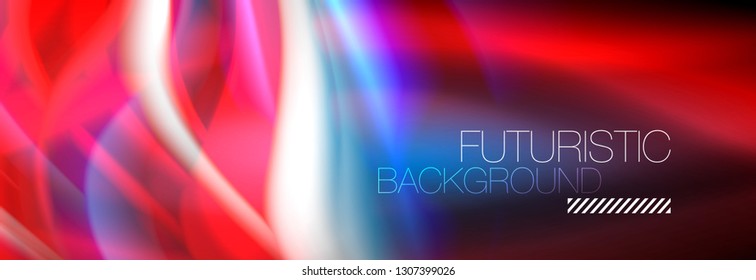 Fluid colors mixing glowing neon wave background, holographic texture, vector illustration