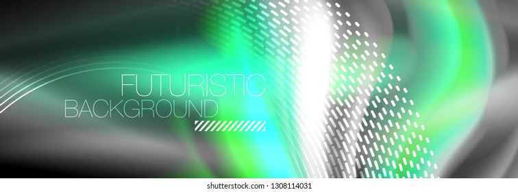 Fluid colors mixing glowing neon wave background, holographic texture, vector illustration