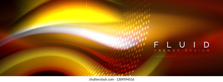 Fluid colors mixing glowing neon wave background, holographic texture, vector illustration