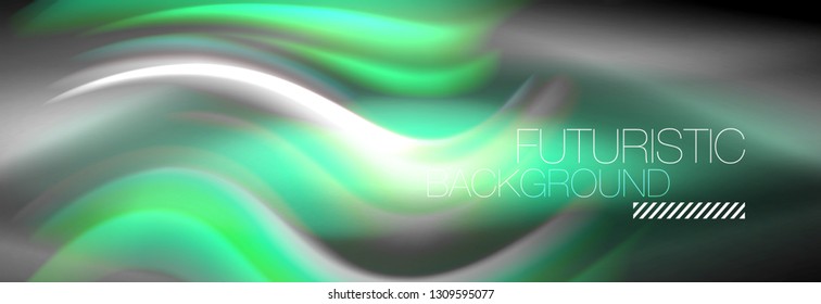Fluid colors mixing glowing neon wave background, holographic texture, vector illustration