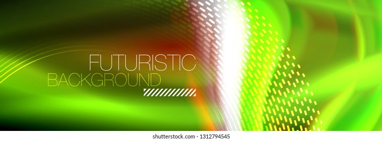 Fluid colors mixing glowing neon wave background, holographic texture, vector illustration