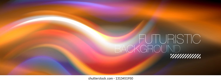 Fluid colors mixing glowing neon wave background, holographic texture, vector illustration