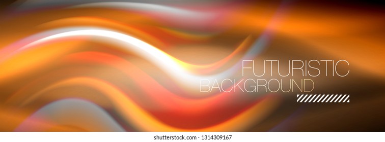 Fluid colors mixing glowing neon wave background, holographic texture, vector illustration