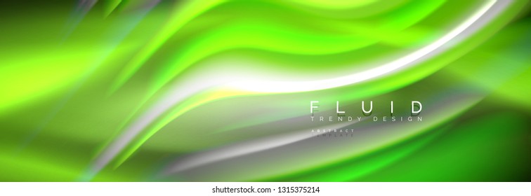 Fluid colors mixing glowing neon wave background, holographic texture, vector illustration