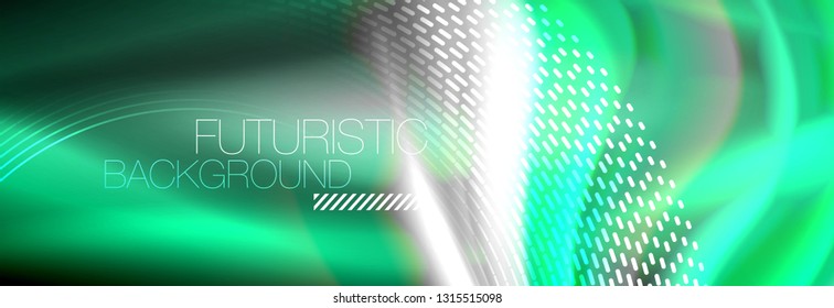 Fluid colors mixing glowing neon wave background, holographic texture, vector illustration