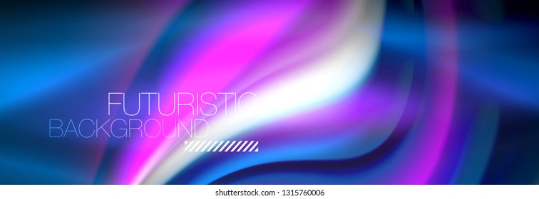 Fluid colors mixing glowing neon wave background, holographic texture, vector illustration
