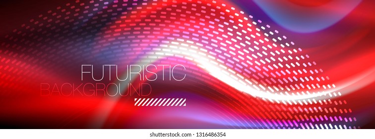 Fluid colors mixing glowing neon wave background, holographic texture, vector illustration