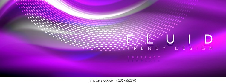 Fluid colors mixing glowing neon wave background, holographic texture, vector illustration