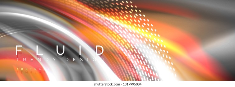 Fluid colors mixing glowing neon wave background, holographic texture, vector illustration