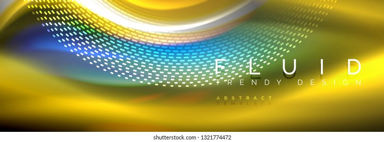 Fluid colors mixing glowing neon wave background, holographic texture, vector illustration