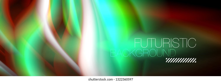 Fluid colors mixing glowing neon wave background, holographic texture, vector illustration