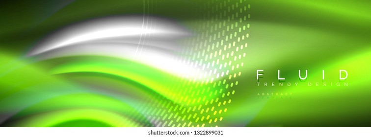 Fluid colors mixing glowing neon wave background, holographic texture, vector illustration
