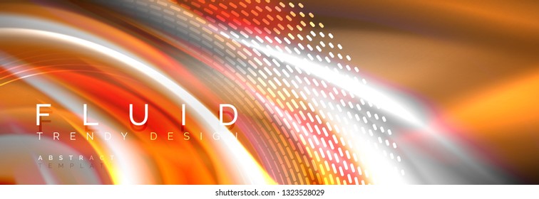 Fluid colors mixing glowing neon wave background, holographic texture, vector illustration
