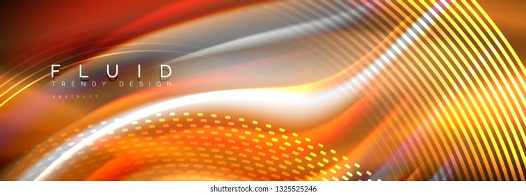 Fluid colors mixing glowing neon wave background, holographic texture, vector illustration