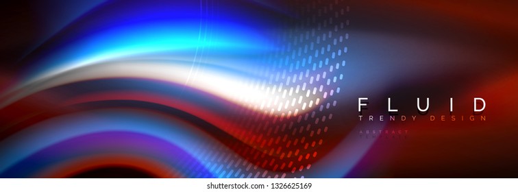 Fluid colors mixing glowing neon wave background, holographic texture, vector illustration