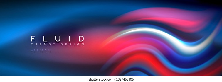 Fluid colors mixing glowing neon wave background, holographic texture, vector illustration