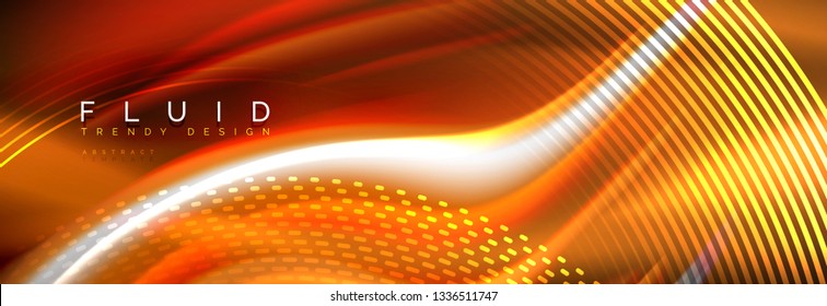 Fluid colors mixing glowing neon wave background, holographic texture, vector illustration