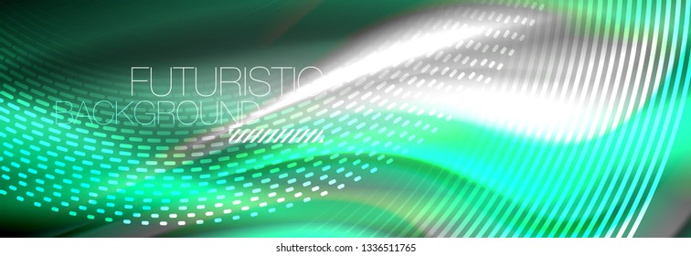 Fluid colors mixing glowing neon wave background, holographic texture, vector illustration