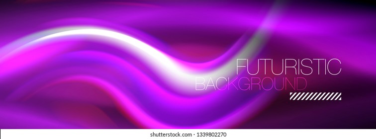 Fluid colors mixing glowing neon wave background, holographic texture, vector illustration