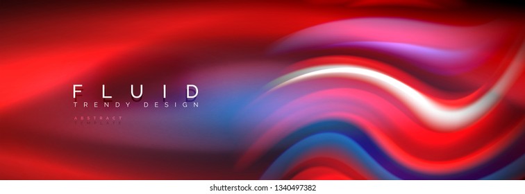 Fluid colors mixing glowing neon wave background, holographic texture, vector illustration