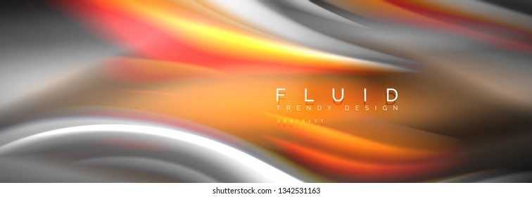Fluid colors mixing glowing neon wave background, holographic texture, vector illustration