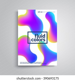 Fluid colors poster design. Vector template.