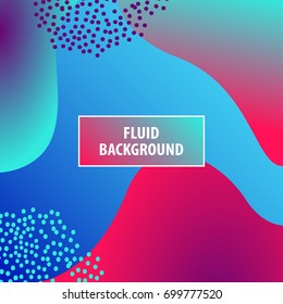 Fluid colors shape on blue. Modern background with trendy design. Vector illustration.