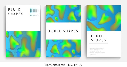 Fluid colors shape template set. Colorful bubble with gradients. Graphic element for booklet design, flyer, card and cover. Vector illustration.