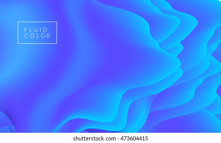 Papel pintado de colores fluidos. Las formas de malla azul se superponen. Ilustración vectorial Eps10.