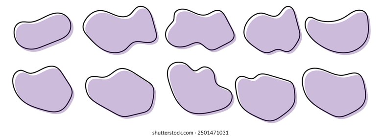 Fluid cooler blob shape vector for abstract design. Abstract shapes, hand-drawn geometric stains decorations. Simple design elements blots.  Liquid shape elements on white background eps 10.