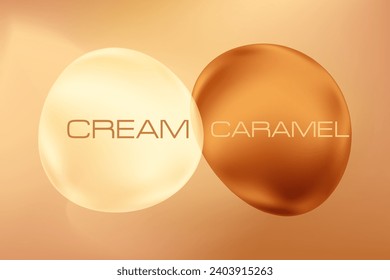 Fluid cream and caramel color abstract droplet, warm brown background. Modern, elegant design with abstract flowing shape for web page, presentation design or creative project.