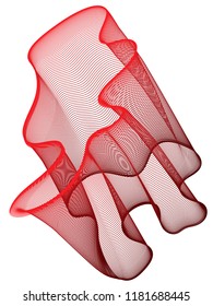 Fluid curves ripple abstract shapes for logo design. Modern vector red springy shape made of red curve lines. Dark red abstraction isolated on white. Wave lines ripple motion.