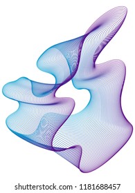 Fluid curves ripple abstract shapes for logo design. Yielding springy blue violet logo shapes tech graphic design. Geometric curve lines ripple abstraction in ultra violet and cyan blue on white.
