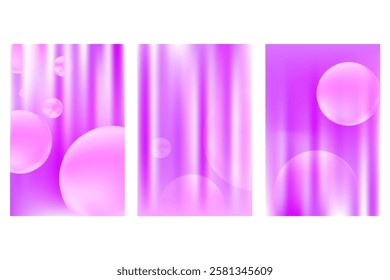 Fluid cute lavender, light pink, purple gradient poster set, Aesthetic defocused background with copy space. Elegant smooth flow wallpaper for product display, poster, banner, social media