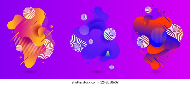 Fluid design. Abstract liquid shape. Gradient waves. Vector illustration.