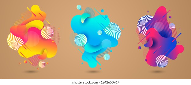 Fluid design. Abstract liquid shape. Gradient waves. Vector illustration