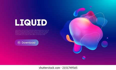 Fluid design graphic elements. Dynamic background with abstract forms and lines. Gradient abstract banner design with flowing liquid shapes. Template for logo design, flyer or presentation.
