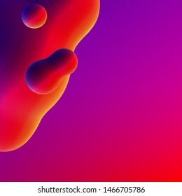 Fluid design liquid blobs with vibrant intense colors flying over abstract background