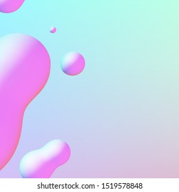 Fluid design liquid blobs with vibrant intense colors flying over abstract background