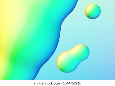 Fluid design liquid blobs with vibrant intense colors flying over abstract background