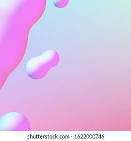 Fluid design liquid blobs with vibrant intense colors flying over abstract background
