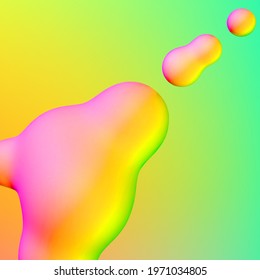 Fluid design liquid blobs with vibrant intense colors abstract background