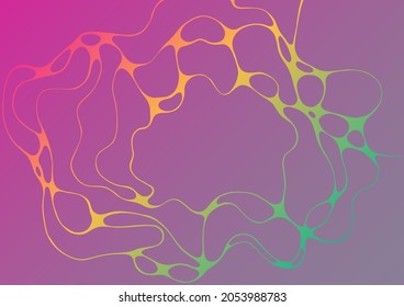 Fluid disco party poster vector background in purple yellow teal colors. Modern marble flyer design. Summer bright poster with colorful liquid shape. Club flyer gradients fluid cover backdrop