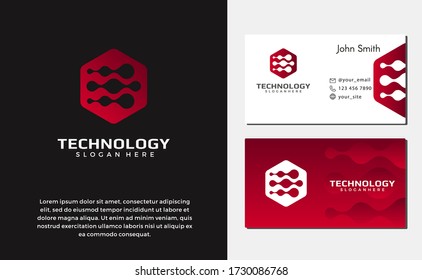 Plantilla de diseño de logotipos de puntos fluidos. Logo vectorial abstracto moderno o diseño de elementos. Mejor para la tecnología o la ciencia de la identidad y los estereotipos hexágonos. ...