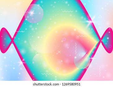 Fluid dynamic background with vibrant rainbow gradients. Dynamic hologram. Holographic cosmos. Graphic layout for annual report, poster and banner. Liquid fluid dynamic.