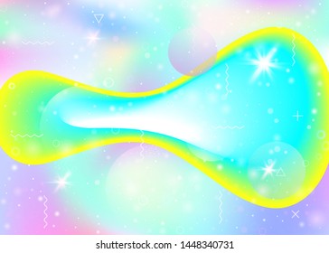 Fluid dynamic background with vibrant rainbow gradients. Dynamic hologram. Holographic cosmos. Graphic template for wallpaper, flyer and flyer. Stylish fluid dynamic.